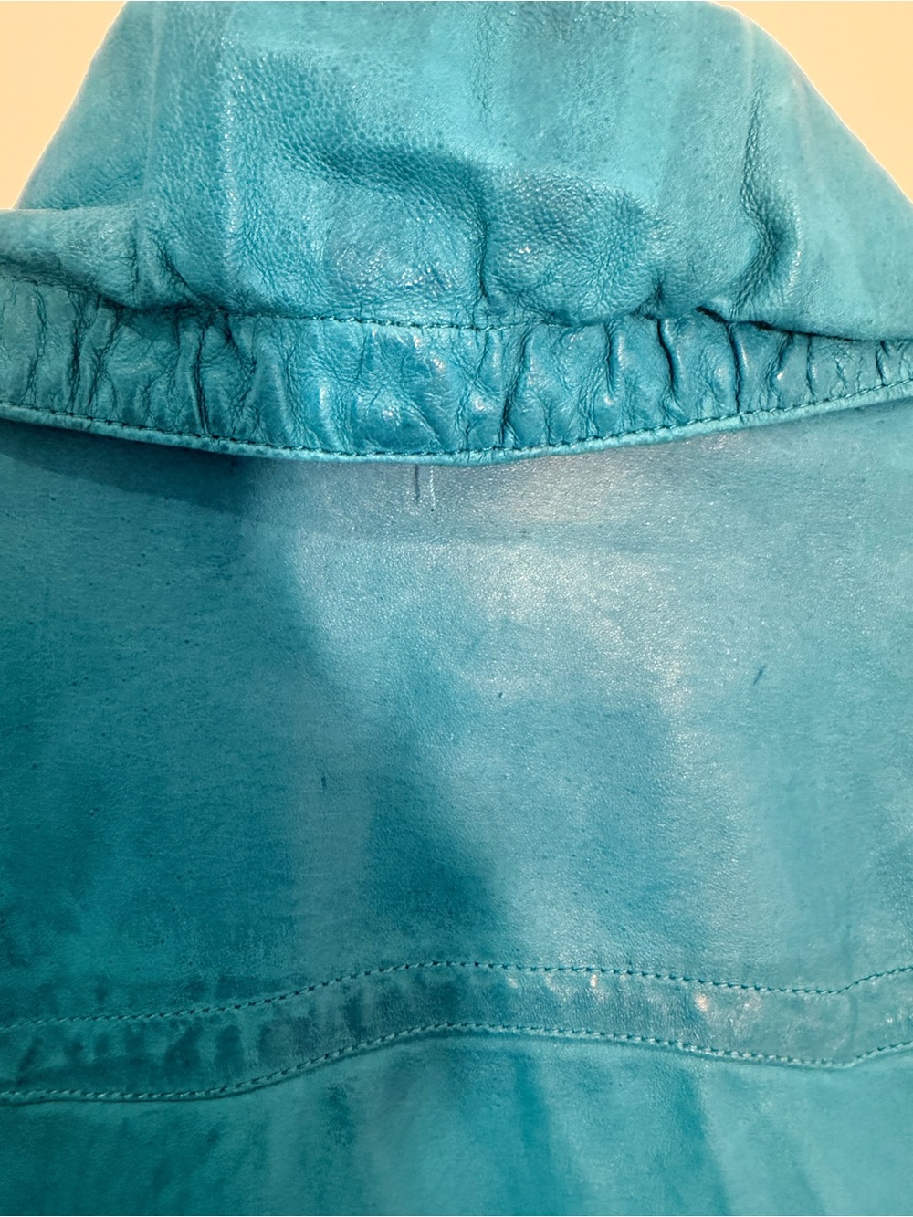 Danier Genuine Leather Turquoise Blue Utility Jacket Size Large - Picture 14 of 16